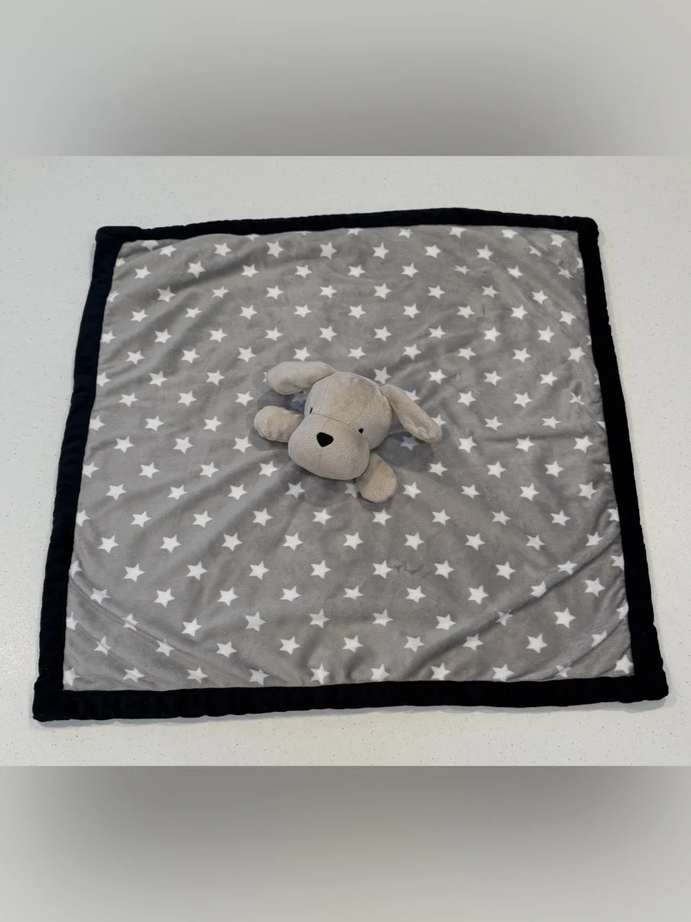 Gerber Modern Moments Puppy Security Blanket Lovey Gray Black White Stars Large
